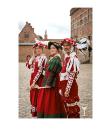 Landsknecht geblümter Ärmel Weiß/Rot – Wollmischgewebe Yoremade XL