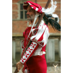 Landsknecht geblümter Ärmel Weiß/Rot – Wollmischgewebe Yoremade XL