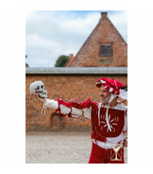 Landsknecht Wasserfall-Ärmel Weiß/Rot – Wolle/Baumwolle, Einzelärmel XXL