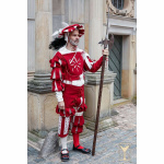 Landsknecht Wasserfall-Ärmel Weiß/Rot – Wolle/Baumwolle, Einzelärmel XXL