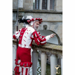 Landsknecht Wasserfall-Ärmel Weiß/Rot – Wolle/Baumwolle, Einzelärmel XXL