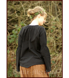 Mittelalter Bluse aus weicher Baumwolle, schwarz