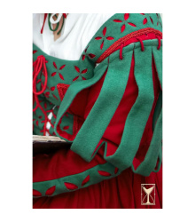 Landsknecht geblümter Ärmel Grün/Rot – Wollmischgewebe S