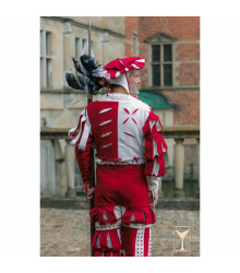 Yoremade Landsknecht Wams Weiß/Rot – Wollmischgewebe, ärmellos S