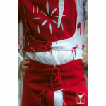 Yoremade Landsknecht Wams Weiß/Rot – Wollmischgewebe, ärmellos S