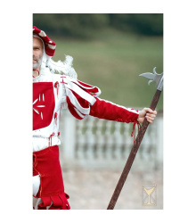 Landsknecht geblümter Ärmel Weiß/Rot – Wollmischgewebe Yoremade S
