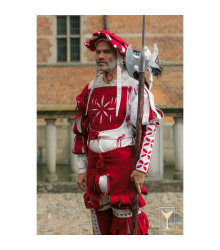 Landsknecht geblümter Ärmel Weiß/Rot – Wollmischgewebe Yoremade S