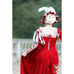 Landsknecht geblümter Ärmel Weiß/Rot – Wollmischgewebe Yoremade S