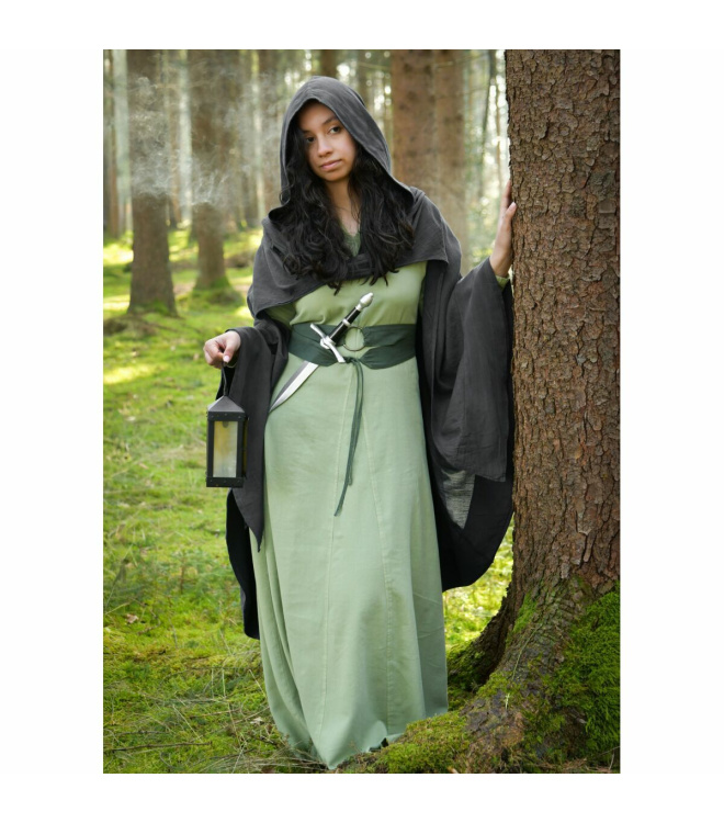 Mittelalter Cape mit Kapuze Baumwolle "Morgana" Grau