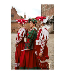 Landsknecht geblümter Ärmel Grün/Rot – Wollmischgewebe XL