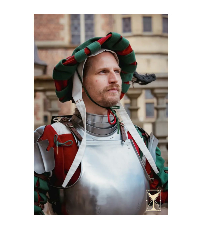Landsknecht Hut Grün/Rot – Wolle, Renaissance LARP Kopfbedeckung Yoremade