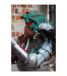 Landsknecht Hut Grün/Rot – Wolle, Renaissance LARP Kopfbedeckung Yoremade
