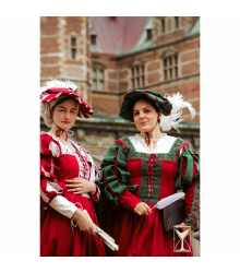 Kampfrau Kleid Weiß/Rot Wollmischgewebe Landsknecht Stil LARP Mittelalter Yoremade 3XL-4XL