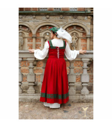 Kampfrau Kleid Weiß/Rot Wollmischgewebe Landsknecht Stil LARP Mittelalter Yoremade 3XL-4XL