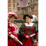 Kampfrau Kleid Weiß/Rot Wollmischgewebe Landsknecht Stil LARP Mittelalter Yoremade 3XL-4XL