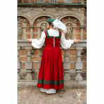 Kampfrau Kleid Weiß/Rot Wollmischgewebe Landsknecht Stil LARP Mittelalter Yoremade 3XL-4XL