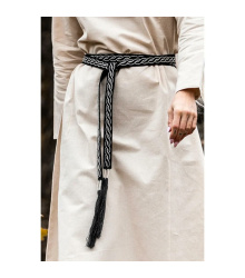 Mittelalter Bindegürtel Baumwolle Stickerei Unisex "Vigga" Schwarz