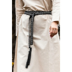 Mittelalter Bindegürtel Baumwolle Stickerei Unisex "Vigga" Schwarz