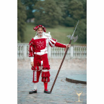 Yoremade Landsknecht Wams Weiß/Rot – Wollmischgewebe, ärmellos XXL
