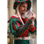 Landsknecht geblümter Ärmel Grün/Rot – Wollmischgewebe XXL