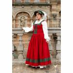 Kampfrau Kleid Weiß/Rot Wollmischgewebe Landsknecht Stil LARP Mittelalter Yoremade XS-S