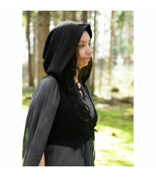 Mittelalter Weste mit Kapuze schwarz Damen "Nalen" M