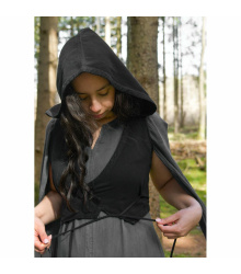 Mittelalter Weste mit Kapuze schwarz Damen "Nalen" M