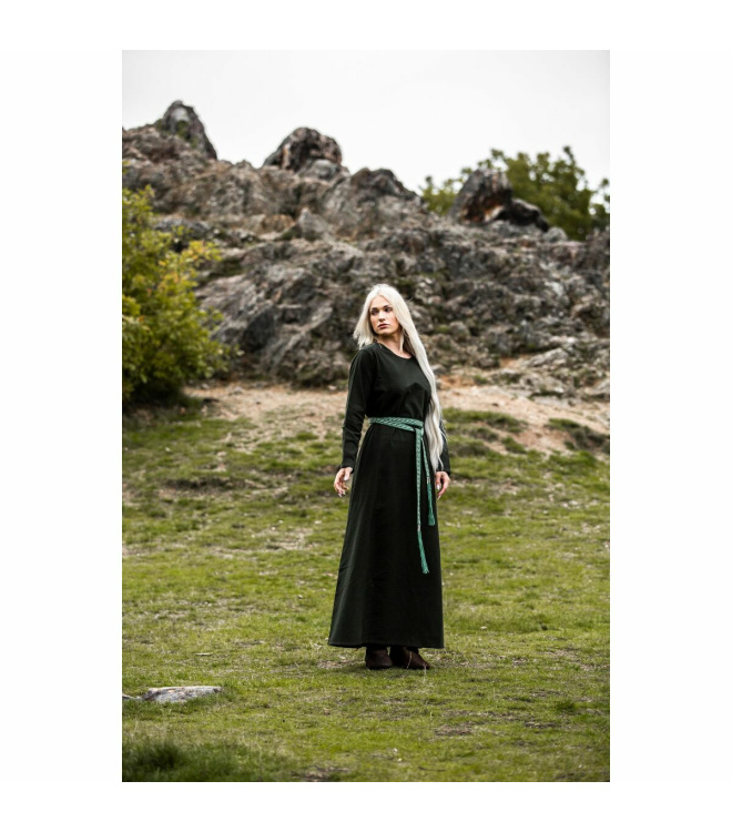 Mittelalter Kleid grün Rundhals knöchellang Baumwolle "Alvilda" XL
