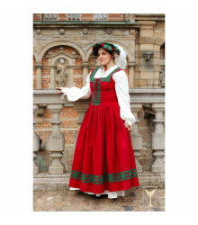 Kampfrau Kleid Weiß/Rot Wollmischgewebe Landsknecht...