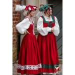 Kampfrau Kleid Weiß/Rot Wollmischgewebe Landsknecht Stil LARP Mittelalter Yoremade M-L
