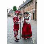 Kampfrau Kleid Weiß/Rot Wollmischgewebe Landsknecht Stil LARP Mittelalter Yoremade M-L