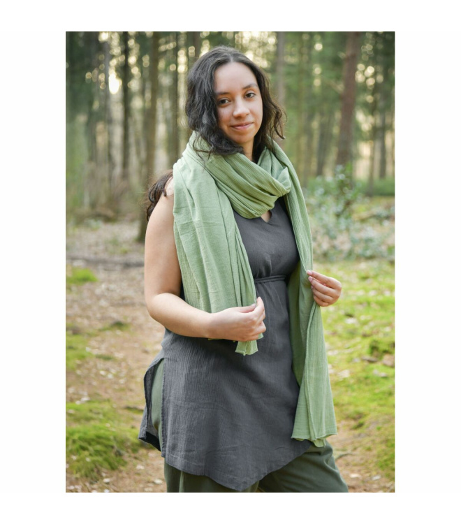 Mittelalter Schal Baumwolle Crinkle-Effekt unisex  Grün