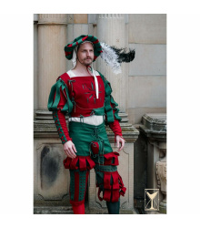Landsknecht Wams Grün/Rot – Wollmischgewebe, ärmellos Yoremade