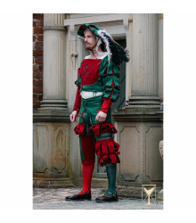 Landsknecht Wams Grün/Rot – Wollmischgewebe, ärmellos Yoremade