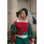 Landsknecht Wams Grün/Rot – Wollmischgewebe, ärmellos Yoremade