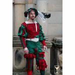 Landsknecht Wams Grün/Rot – Wollmischgewebe, ärmellos Yoremade