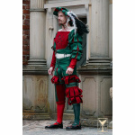 Landsknecht Wams Grün/Rot – Wollmischgewebe, ärmellos Yoremade
