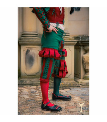 Landsknecht Hose Yoremade – Renaissance Kniebundhose Grün/Rot S