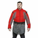 Mittelalterlicher Kettenrock mit gepolstertem Stoffgürtel Rundringe 4-in-1 mit Flachringen, ID 9mm, Kohlenstoffstahl - L