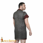 Römische Lorica Hamata Kettenhemd, Flachring vernietet 4-in-1, ID 9 mm, Stahl blank - M