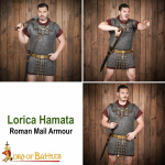 Römische Lorica Hamata Kettenhemd, Flachring vernietet 4-in-1, ID 9 mm, Stahl blank - M