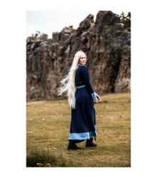 Wikinger Kleid blau V-Ausschnitt Kreuzstich "Jorunn" XXXL