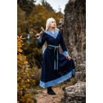 Wikinger Kleid blau V-Ausschnitt Kreuzstich "Jorunn" XXXL