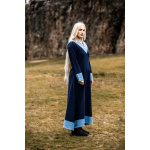 Wikinger Kleid blau V-Ausschnitt Kreuzstich "Jorunn" XXXL