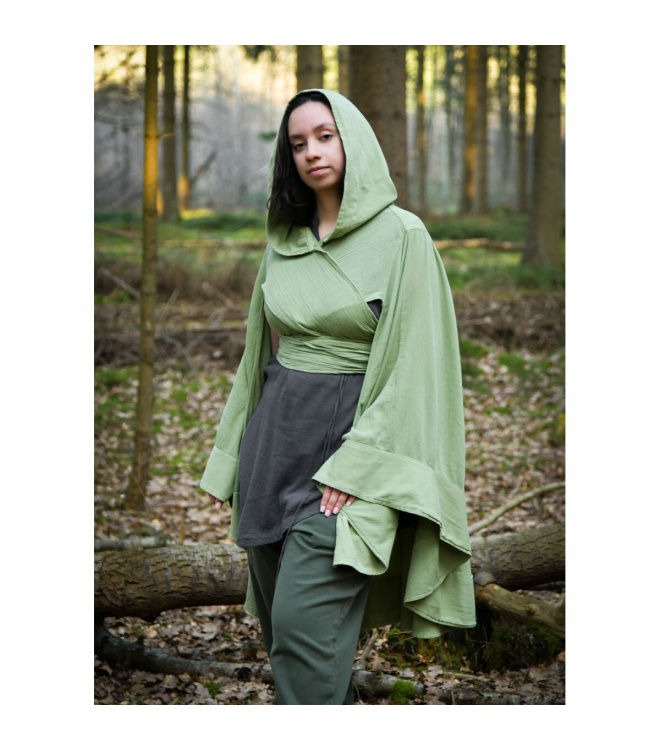 Mittelalter Cape mit Kapuze Baumwolle "Morgana" Grün