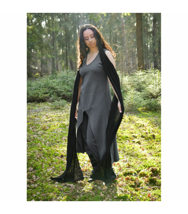 Mittelalter Kleid grau ärmellos mit Schal Köper "Ilora" S