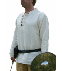 Schweres Mittelalter-Hemd mit Holzknöpfen handgewebt natur