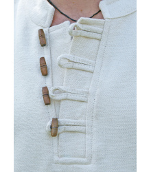 Schweres Mittelalter-Hemd mit Holzknöpfen handgewebt natur