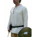 Schweres Mittelalter-Hemd mit Holzknöpfen handgewebt natur