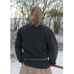 Schweres Mittelalter-Hemd, schnürbar, handgewebt, schwarz